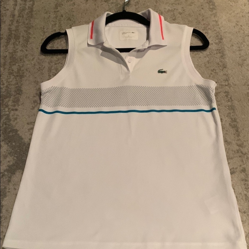 Lacoste White Polo with Red and Blue Details